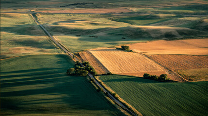 green fields aerial view