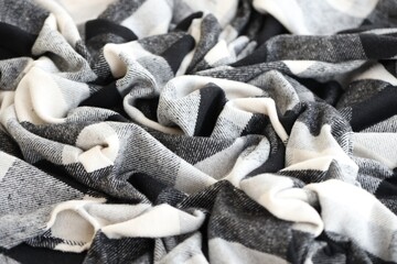 Black checkered napkin towel isolated, kitchen napkin cloth in black