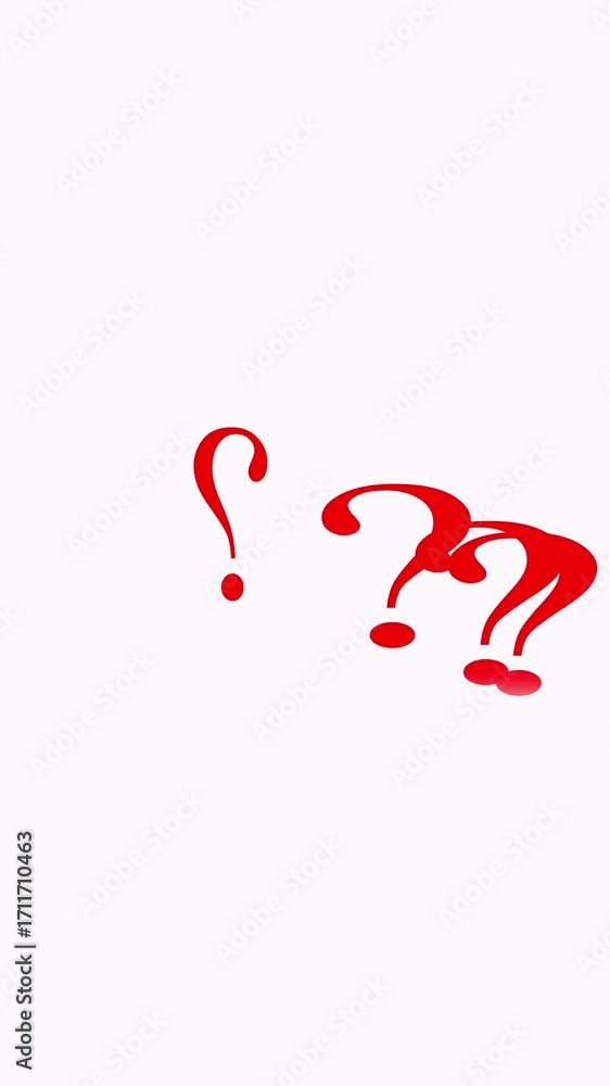 Poster questioning concept shown by animated question mark looping graphic vertical video. animated questio