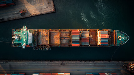 cargo ship seen from above