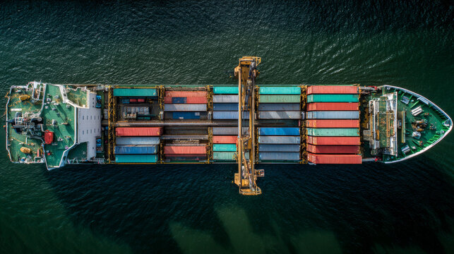 cargo ship seen from above - Powered by Adobe