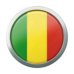 Flag of mali in a round frame isolated on transparent background, a national symbol