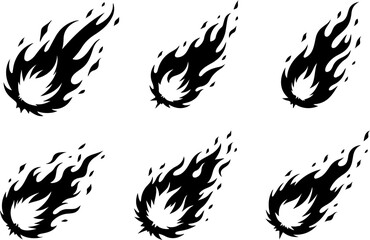 Obraz premium Flame Comet SVG Bundle | Fireball Tattoo Design | Meteor Fire Vector Cut Files