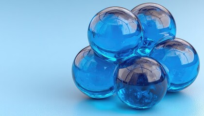 Group of glossy blue spheres