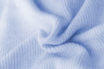 Knitted cashmere blue fabric texture with large fold