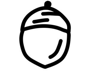 秋の素材　どんぐり　アイコン　白黒　シンプルイラスト