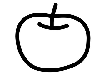 秋の素材　りんご　食べ物　アイコン　白黒　シンプルイラスト