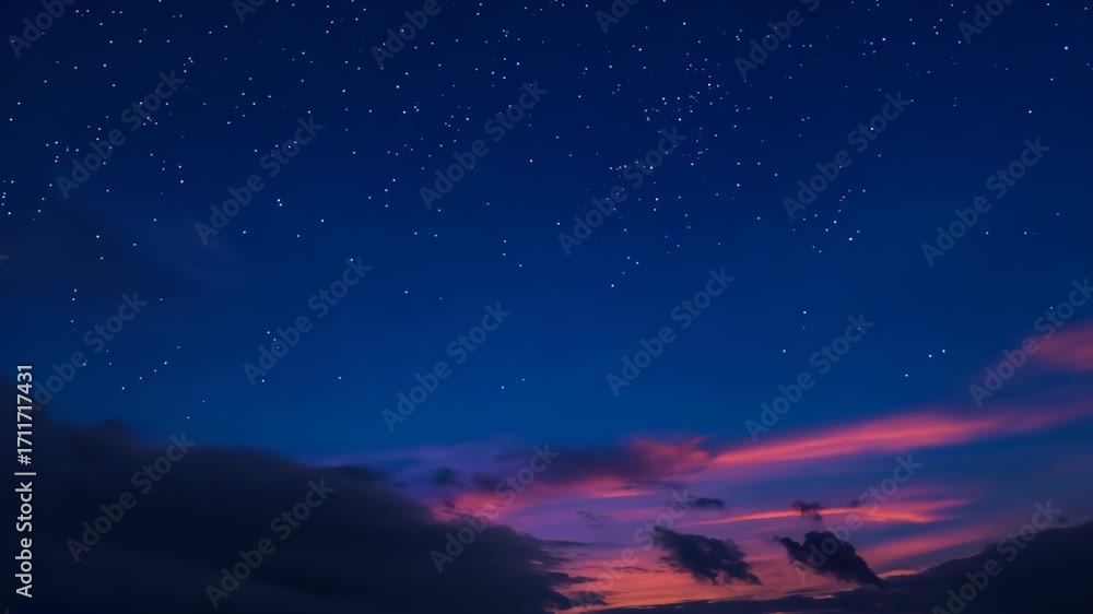 Poster a stunning evening sky display featuring soft clouds and a vibrant color palette, creating a tranqui