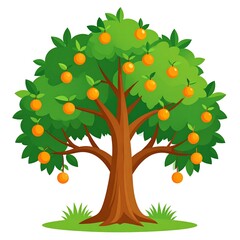 Cartoon orange tree with fruit