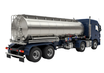 Tanker Truck Stainless Steel Cargo Transport isolated on transparent background