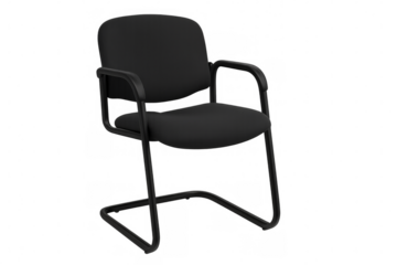 Modern black office chair on transparent background