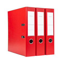 Red business binders in row on transparency background perfect for organizing documents in professional setting