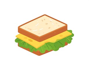 Cartoon sandwich, isometric view