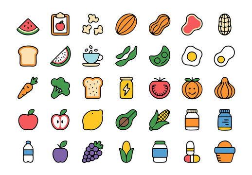 Healthy Nutrition and Food Icon Design Pack Template