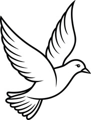 A beautiful dove of peace vector illustration with outstretched wings in a graceful flight