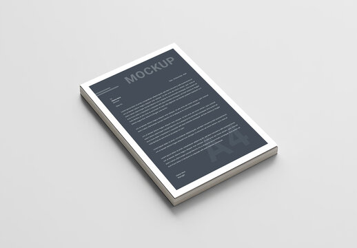 Realistic A4 Paper Stationery Mockup Template