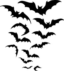 Vector Halloween Bat Illustrations Set