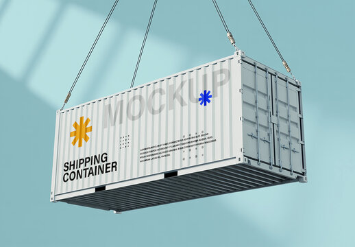 Realistic Industrial Shipping Container Mockup Template