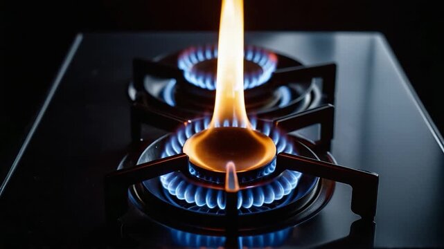 A close-up view of a gas burner on a stove, ready for cooking
