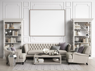 Classic interior room with copy space 3d rendering