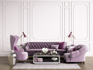 Classic interior room with copy space.3d rendering