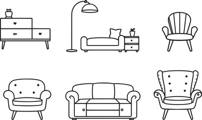 Furniture set. Hand drawn vector illustration