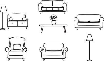 Furniture set. Hand drawn vector illustration