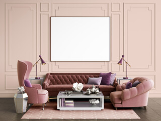 Classic interior room with copy space.3d rendering