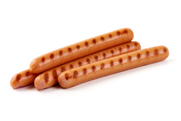 Grilled sausages, isolated on white background.