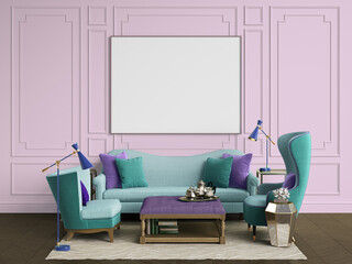 Classic interior room with copy space.3d rendering