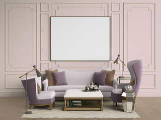 Classic interior room with copy space.3d rendering