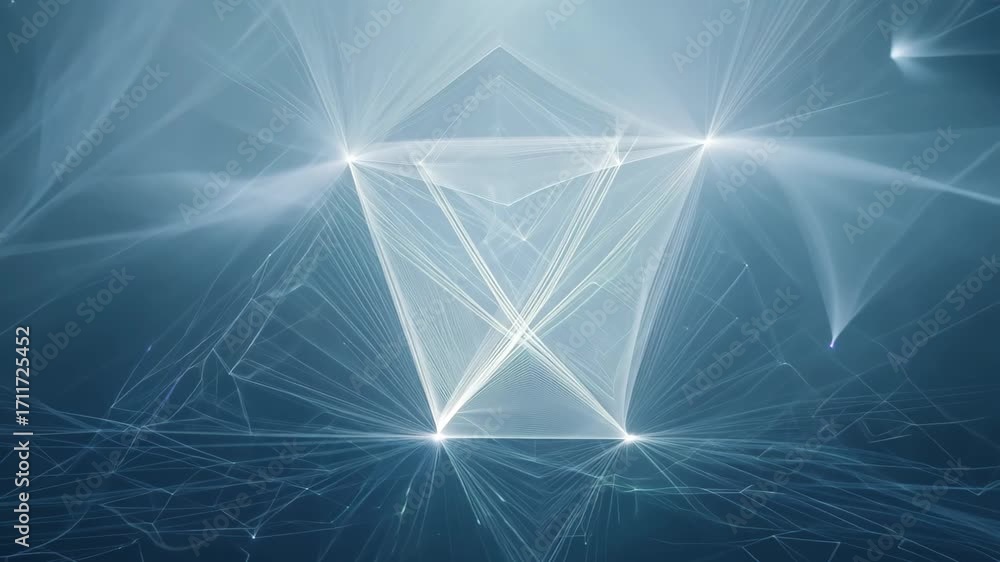 Poster experience an eye-catching digital artwork featuring elegant geometric lines in soft blue tones, cre