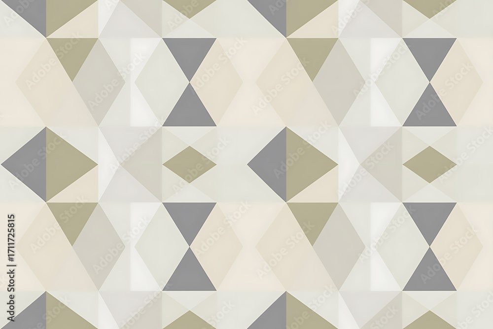 Poster geometric seamless pattern with interlocking diamonds and triangles in muted earth tones of beige gr