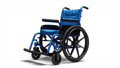 Fototapeta premium Blue wheelchair, isolated on white (2)