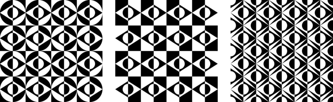 black and white brazil flag pattern set. vector illustration