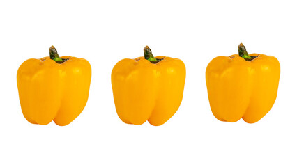 Red,yellow and green sweet peppers on transparent background