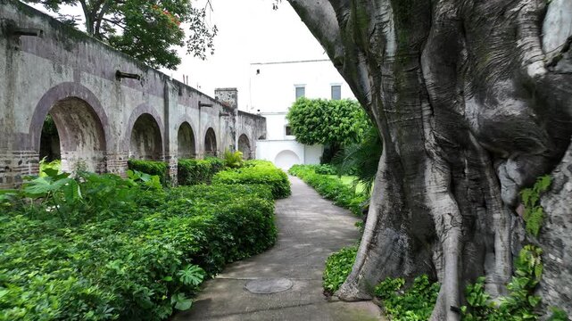 Exploring Drone Shot Of Magnificent Hacienda Resort In Cocoyoc Morelos , Mexico