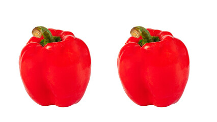 Red sweet bell pepper isolated on transparent background