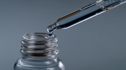 Obraz premium Intricate crystal droplet descends from glass pipette, heralding alchemical skincare rituals, National Healthy Skin Month celebration