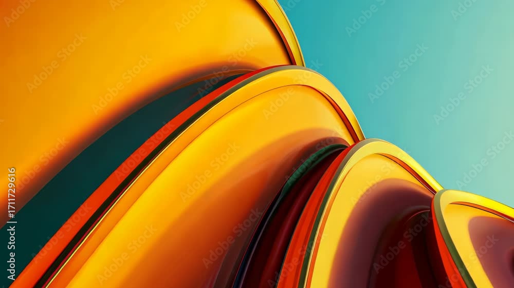 Aufkleber this abstract image features vibrant curved lines in orange and blue, creating a dynamic and modern 