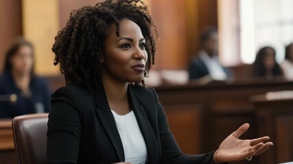 Female lawyer talking at a court