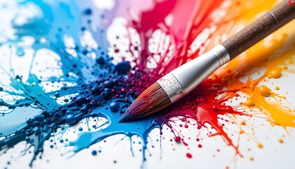 CMYK ink color paints in cans and brush - 3d illustration