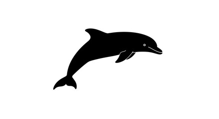 Majestic black silhouette of a dolphin leaping joyfully through the water