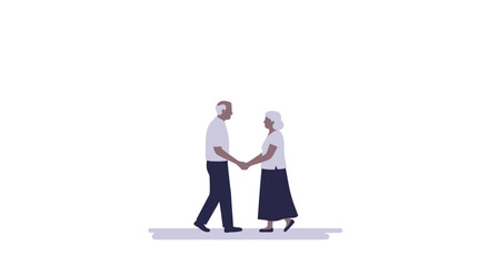Elderly couple holding hands walking together romance cherished moments