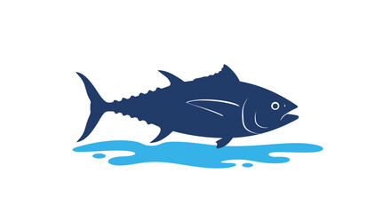 Vibrant blue tuna fish swimming through ocean waves artistic render