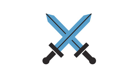 Fototapeta premium Two crossed blue swords symbolizing combat battle conflict or tournament victory