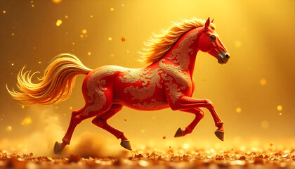 luxury red and gold chinese horse new year background, 2026 new year