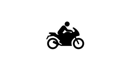 Obraz premium Silhouette of a rider on a sport motorcycle in motion graphic icon