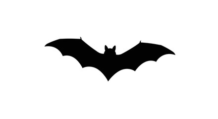 Silhouette of a black bat flying wings spread wide for halloween or spooky occasions