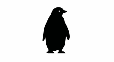Fototapeta premium Charming black penguin silhouette standing tall against a clean white canvas